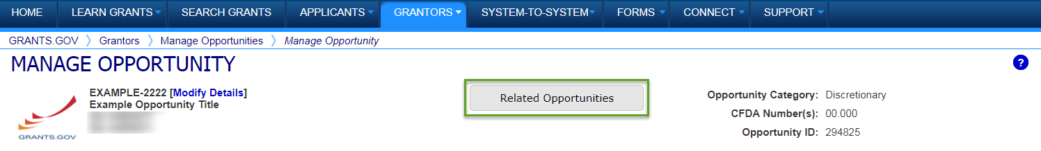 Manage Opportunity page